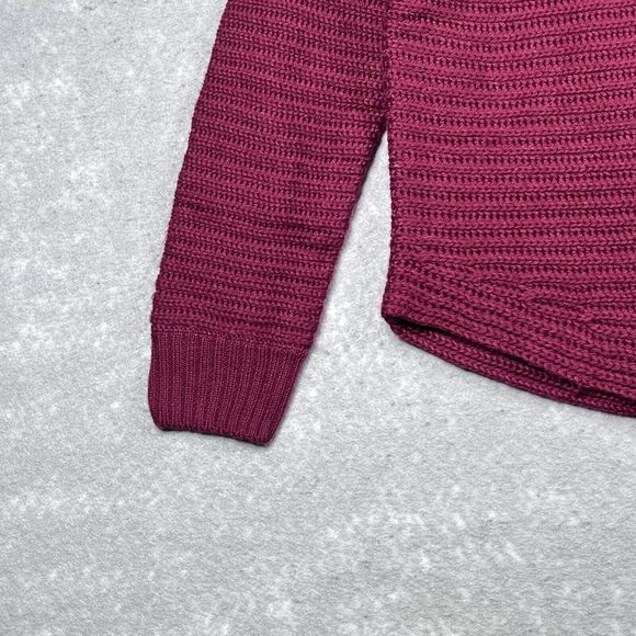 Sam Edelman Sweater Womens Size Medium Maroon V-Neck Knit Sweater - Picture 4 of 10